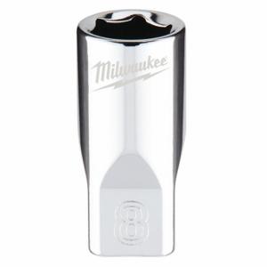 MILWAUKEE 45-34-9034 Standard Socket, 1/4 Inch Drive Size, 8.00 mm Socket Size, 6-Point, Std, Chrome | CT3PEU 60RH17