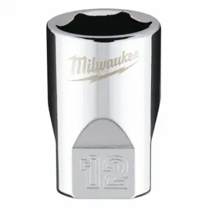 MILWAUKEE 45-34-9038 Standard Socket, 1/4 Inch Drive Size, 12.00 mm Socket Size, 6-Point, Std, Chrome | CT3PEE 60RH21