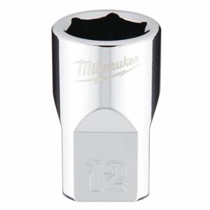 MILWAUKEE 45-34-9082 Standard Socket, 3/8 Inch Drive Size, 12.00 mm Socket Size, 6-Point, Std, Chrome | CT3PFF 60RH59