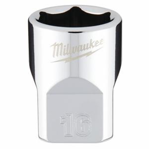 MILWAUKEE 45-34-9086 Standard Socket, 3/8 Inch Drive Size, 16.00 mm Socket Size, 6-Point, Std, Chrome | CT3PFL 60RH63