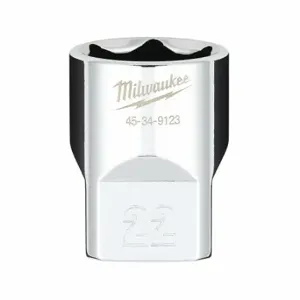 MILWAUKEE 45-34-9123 Standard Socket, 1/2 Inch Drive Size, 22.00 mm Socket Size, 6-Point, Std, Chrome | CT3PDU 60RH96