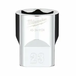 MILWAUKEE 45-34-9124 Standard Socket, 1/2 Inch Drive Size, 23.00 mm Socket Size, 6-Point, Std, Chrome | CT3PDV 60RH97