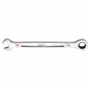 MILWAUKEE 45-96-9214 Ratcheting Combination Wrench, Chrome Vanadium Steel, Chrome, 7/16 Inch Head Size, Std | CT3NEC 60RJ24