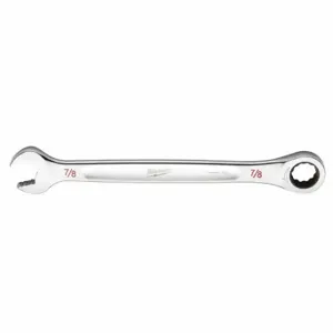 MILWAUKEE 45-96-9228 Ratcheting Combination Wrench, Chrome Vanadium Steel, Chrome, 7/8 Inch Head Size, Std | CT3NED 60RJ31