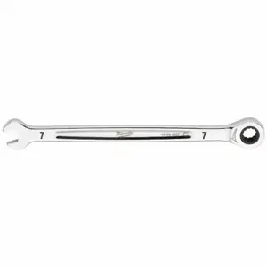 MILWAUKEE 45-96-9307 Combination Wrench, Steel, Chrome, 7 mm Head Size, 5 1/4 Inch Overall Length, Standard | CT3HWC 801AE1