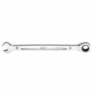 MILWAUKEE 45-96-9309 Ratcheting Combination Wrench, Chrome Vanadium Steel, Chrome, 9 mm Head Size, Std | CT3NEF 60RJ35