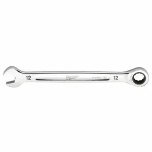 MILWAUKEE 45-96-9312 Ratcheting Combination Wrench, Chrome Vanadium Steel, Chrome, 12 mm Head Size, Std | CT3NEJ 60RJ38