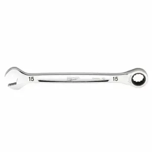 MILWAUKEE 45-96-9315 Ratcheting Combination Wrench, Chrome Vanadium Steel, Chrome, 15 mm Head Size, Std | CT3NEH 60RJ41