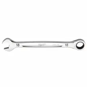 MILWAUKEE 45-96-9318 Ratcheting Combination Wrench, Chrome Vanadium Steel, Chrome, 18 mm Head Size, Std | CT3NDT 60RJ44