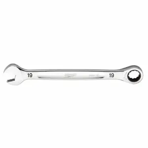 MILWAUKEE 45-96-9319 Ratcheting Combination Wrench, Chrome Vanadium Steel, Chrome, 19 mm Head Size, Std | CT3NDU 60RJ45