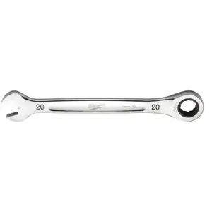 MILWAUKEE 45-96-9320 Ratcheting Combination Wrench, Chrome Vanadium Steel, Chrome, 20 mm Head Size, Std | CT3NDV 60RJ46