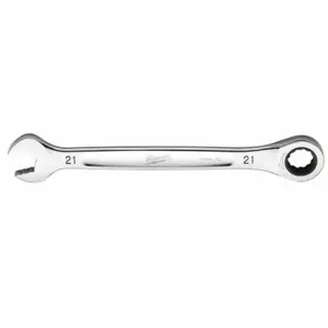 MILWAUKEE 45-96-9321 Ratcheting Combination Wrench, Chrome Vanadium Steel, Chrome, 21 mm Head Size, Std | CT3NDW 60RJ47