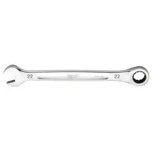 MILWAUKEE 45-96-9322 Ratcheting Combination Wrench, Chrome Vanadium Steel, Chrome, 22 mm Head Size, Std | CT3NDX 60RJ48