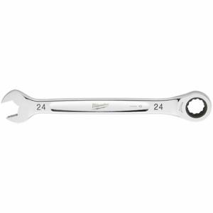 MILWAUKEE 45-96-9324 Combination Wrench, Steel, Chrome, 24 mm Head Size, 12 3/8 Inch Overall Length, Standard | CT3HVW 801AE2