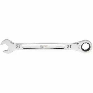 MILWAUKEE 45-96-9324 Combination Wrench, Steel, Chrome, 24 mm Head Size, 12 3/8 Inch Overall Length, Standard | CT3HVW 801AE2