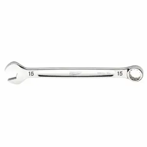 MILWAUKEE 45-96-9515 Combination Wrench, Chrome Vanadium Steel, Chrome, 15 mm Head Size, 7 7/8 Inch Length | CT3HTM 60RJ71