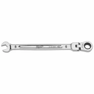 MILWAUKEE 45-96-9608 Combination Wrench, Chrome Vanadium Steel, Chrome, 8 mm Head Size, 146 mm Length, Flex | CT3HUR 798HJ7