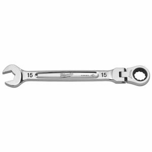 MILWAUKEE 45-96-9615 Combination Wrench, Chrome Vanadium Steel, Chrome, 15 mm Head Size, 207 1/2 mm Length | CT3HTL 798HK4