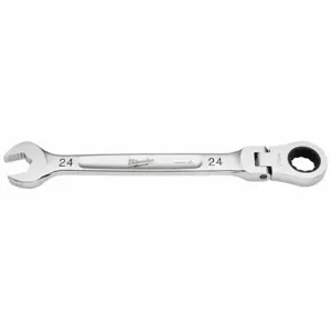 MILWAUKEE 45-96-9624 Combination Wrench, Steel, Chrome, 24 mm Head Size, 12 1/2 Inch Overall Length, Flex | CT3HVV 801AE7