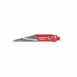 MILWAUKEE 48-00-5241 Reciprocating Saw Blade, 6 Teeth Per Inch, 6 Inch Blade Length, 1 Inch Height | CT3NGV 60RG54