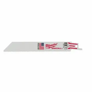 MILWAUKEE 48-00-8182 Reciprocating Saw Blade, 14 Teeth Per Inch, 6 Inch Blade Length, 1 Inch Height | CT3NFT 6MR70