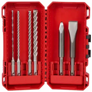 MILWAUKEE 48-20-7662 Rotary Hammer Drill Bit Set, 7 5/8 Inch Length, 13/32 Inch Shank Dia, 4 Drill Bits | CT3KMY 798HJ2