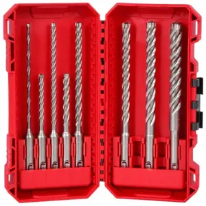 MILWAUKEE 48-20-7663 Rotary Hammer Drill Bit Set, 7 5/8 Inch Length, 13/32 Inch Shank Dia, 8 Drill Bits | CT3KMZ 798HJ3