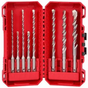 MILWAUKEE 48-20-7673 Rotary Hammer Drill Bit Set, 7 5/8 Inch Length, 13/32 Inch Shank Dia, 8 Drill Bits, Set | CT3KNA 798HJ4