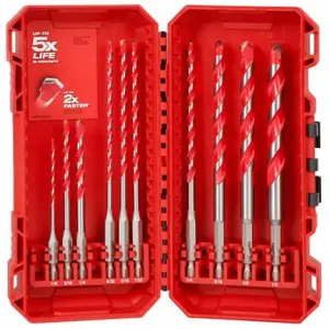 MILWAUKEE 48-20-9058 Rotary Hammer Drill Bit Set, 7 5/8 Inch Length, 1/4 Inch Shank Dia, 7 Drill Bits | CT3KMX 798HJ6