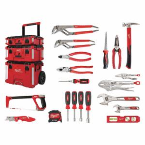 MILWAUKEE 48-22-0140 Electricians Tool Kit, 18 Total Pcs, Rolling Modular Tool Box, 11 - 19 Pieces Range | CT3KAH 444N78