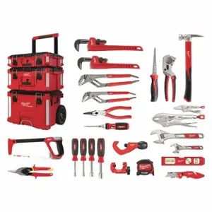 MILWAUKEE 48-22-0141 Plumbers Tool Kit, 22 Total Pcs, Rolling Modular Tool Box | CT3PUK 444N79