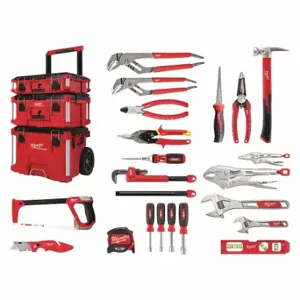 MILWAUKEE 48-22-0142 Maintenance Tool Kit, 22 Total Pcs, Rolling Modular Tool Box | CT3PUB 444N80