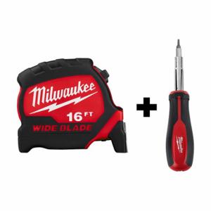 MILWAUKEE 48-22-0216, 48-22-2761 Tape Measure and Screw Driver, 2 Total Pcs, Drivers and Bits/Measuring and Testing Tools | CP4LWQ 380FL4