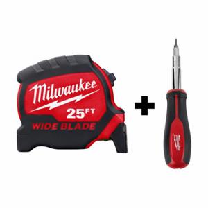 MILWAUKEE 48-22-0225, 48-22-2761 Tape Measure and Screw Driver, 2 Total Pcs, Drivers and Bits/Measuring and Testing Tools | CP4LWR 380FL5