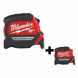 MILWAUKEE 48-22-0325, 48-22-0325 Tape Measure, 25 ft Blade Length, 1 Inch Blade Width, in/ft, Closed, ABS Plastic, Steel | CT3PQB 349VJ7