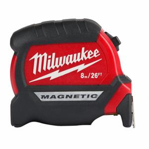 MILWAUKEE 48-22-0326 Tape Measure, 26 ft 8 m Blade Length, 1 Inch Blade Width, in/ft/ mm/cm/m, Closed | CT3PQH 55ED75