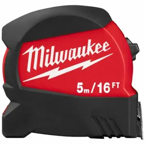 MILWAUKEE 48-22-0417 Tape Measure, 16 ft 5 m Blade Length, 1 1/8 Inch Blade Width, in/ft/ mm/cm/m, Closed | CT3PQN 55ED56