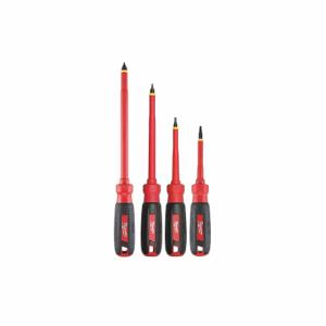MILWAUKEE 48-22-2205 Tether Ready Insulated ScreWidthriver Set, 4 Pieces, Slotted/Square Tip, Ergonomic Grip | CV2PHD 55ZY78