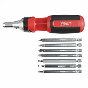 MILWAUKEE 48-22-2322 Multi-Bit Screwdriver, #1/1/4 In/#2/T10/T15/T20/T25/T27/T30/T8 Tip Size, 9 Tips, Magnetic | CT3MRD 494M82