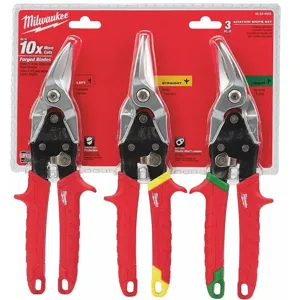 MILWAUKEE 48-22-4533 Left/Right/Straight Aviation Snip Set 10 Inch, 18 Mild, 22 Stainless Steel | CD3LVG 437K31