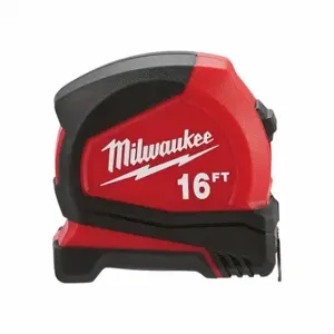 MILWAUKEE 48-22-6616 Tape Measure, 16 ft Blade Length, 25 mm Blade Width, in/ft/Fractional, Closed, ABS Plastic | CT3PPK 53KA30