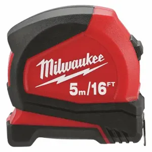 MILWAUKEE 48-22-6617 Tape Measure, 16 ft 5 m Blade Length, 25 mm Blade Width, in/ft/ mm/cm/m, Closed | CT3PPQ 53KA33