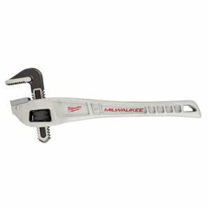MILWAUKEE 48-22-7184 Offset Pipe Wrench, Aluminum, 2 Inch Jaw Capacity, Serrated, 14 Inch Overall Length | CT3MTA 487R39