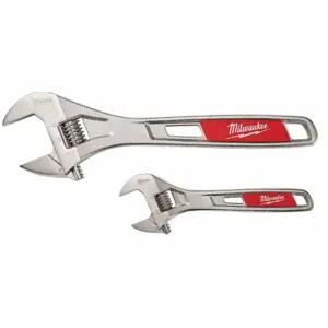 MILWAUKEE 48-22-7400 Adjustable Wrench Set, Alloy Steel, Chrome, Plain Grip, 6-10 in | CT3GQM 48ZT20