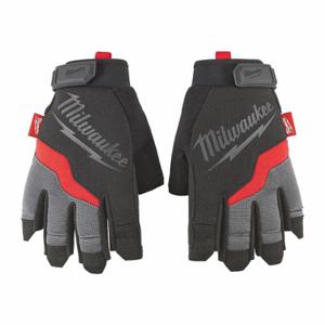 MILWAUKEE 48-22-8744 Work Gloves, 2XL, Mechanics Glove, Fingerless, Synthetic Leather, Hook-and-Loop Cuff | CT3LDF 787UZ3