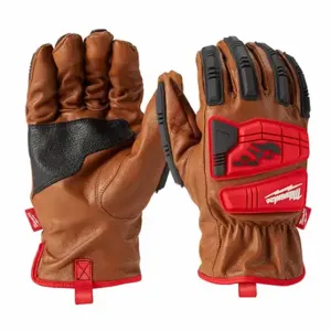 MILWAUKEE 48-22-8771 Work Gloves, M 8, Drivers Glove, Includes Double Palm, Goatsk Inch, Std, Full, Polyester | CT3KHH 787UJ8