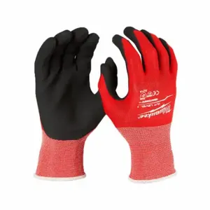 MILWAUKEE 48-22-8904B Cut Level 1 Dipped Gloves, Xxl, PK 12, 2Xl, Sandy, Nitrile, Palm, Dipped, Red | CT3NRG 327WP3