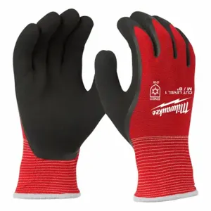 MILWAUKEE 48-22-8911 Work Gloves, M 8, Palm and Fingers, Double Dipped, Latex, Palm, Latex, Nylon 15 ga | CT3KHJ 787UV7