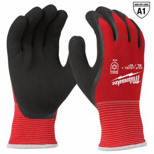 MILWAUKEE 48-22-8913 Work Gloves, XL 10, Palm and Fingers, Double Dipped, Latex, Palm, Latex, Sandy, Red | CT3NTU 787UW1