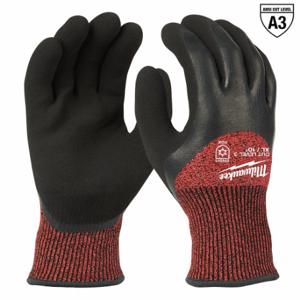 MILWAUKEE 48-22-8923 Work Gloves, XL 10, Palm and Fingers, Double Dipped, Latex, Palm, Latex, Sandy, Red | CT3NTT 787UX1